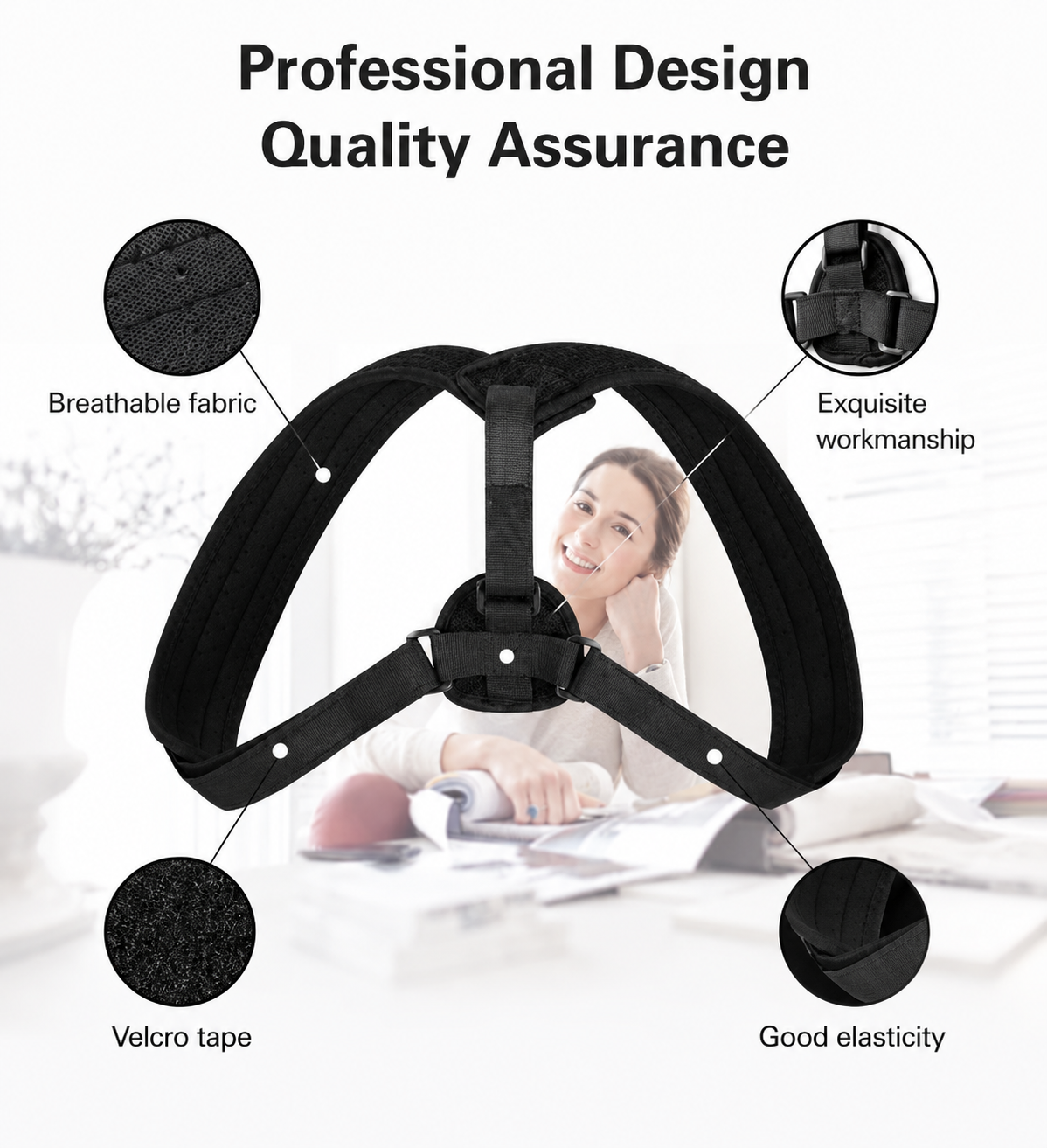 Back Posture Corrector Brace – Discreet Adjustable Support for Artists